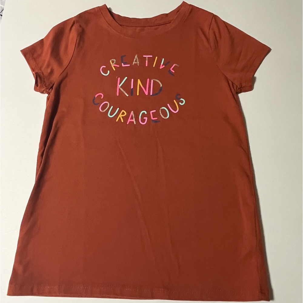 Cat & Jack Small 6–6x burnt orange Creative Kind Courage short sleeve shirt